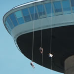 Abseiling from the Euromaster